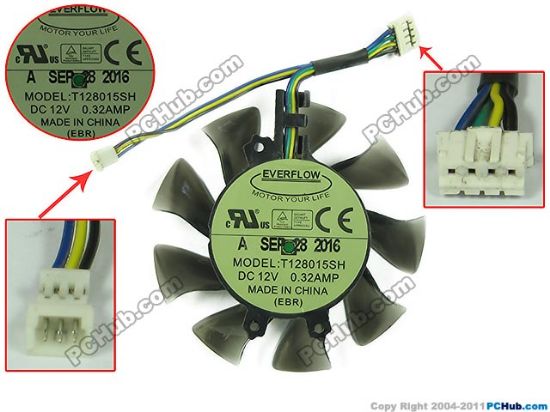 Picture of Everflow T128015SH Server - Frameless / GPU Fan T128015SH, 50mm, 4-Wire 4-Pin Connector