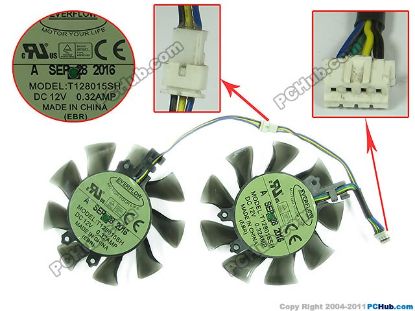 Picture of Everflow T128015SH Server - Frameless / GPU Fan T128015SH, 2Fans, 35mm, 7-Wire 4-Pin Connector