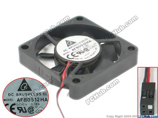 Picture of Delta Electronics AFB0512HA Server - Square Fan sq50x50x10, w100x2x4, 12V 0.18A