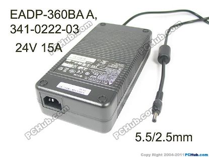 Picture of Delta Electronics EADP-360BA AC Adapter 12V-24V 24V 15A, 5.5/2.5mm, IEC C14