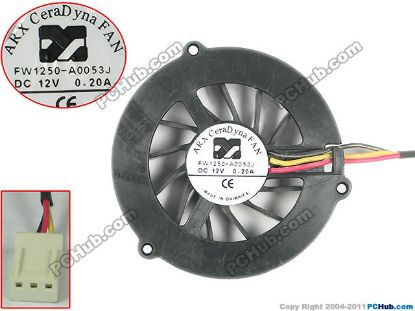 Picture of ARX FW1250-A0053J Server - Round Fan 12V0.20A, rf50x50x15mm, 50x3Wx3P