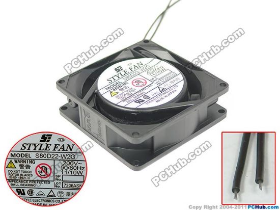 Picture of STYLE FAN S80D22-W2G Server - Square Fan 200V11W, Alum, sq80x80x25mm, 2W, New