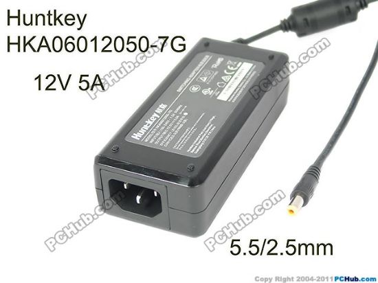 Picture of Huntkey HKA06012050-7G AC Adapter 5V-12V 12V 5A, 5.5/2.5mm, C14, New