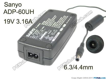 Picture of Sanyo AC Adapter (Sanyo) AC Adapter- Laptop 19V 3.16A, Barrel 6.3/4.4mm With Pin, 2-Prong