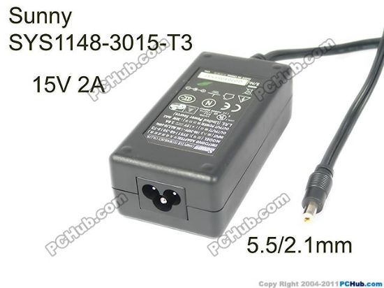 Picture of Sunny SYS1148-3015-T3 AC Adapter 13V-19V 15V 2A, 5.5/2.1mm, 3P, New