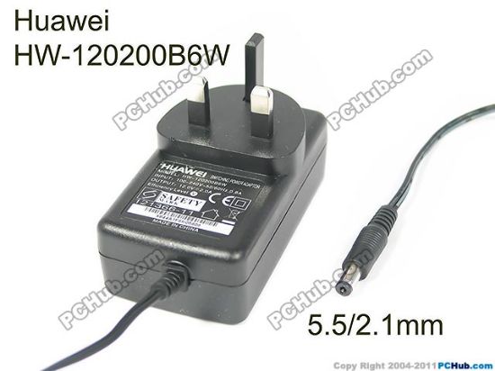 Picture of Huawei HW-120200B6W AC Adapter 5V-12V 12V 2A, Barrel 5.5/2.1mm, UK 3-Pin Plug