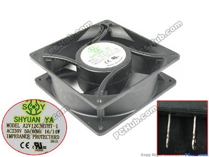 Picture of SHYUAN YA A2V12C38TBT-1  Server - Square Fan Steel, sq120x120x38, 2P, AC 230V 16W