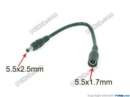 Picture of PCH For Laptop DC Tip Converter-Wire 5.5x1.7mm To  5.5x2.5mm Plug, 200mm, 60 Watts
