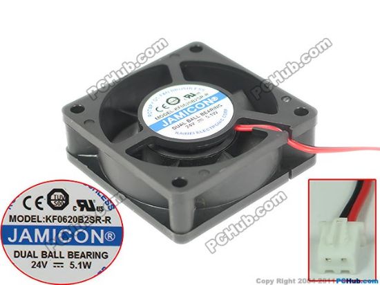 Picture of Jamicon KF0620B2SR-R Server - Square Fan 24V5.1W, sq60x60x20mm, 2W
