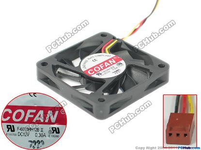Picture of COFAN F-6010HH12B Server - Square Fan 12V0.30A, sq60x60x10mm, 3W