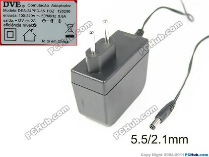 Picture of DVE DSA-24PFD-15 AC Adapter 5V-12V DSA-24PFD-15