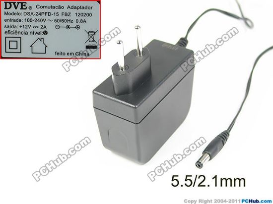 Picture of DVE DSA-24PFD-15 AC Adapter 5V-12V DSA-24PFD-15