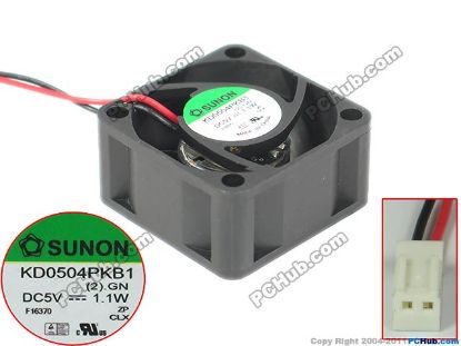 Picture of SUNON KD0504PKB1 Server - Square Fan (2).GN, sq40x40x20mm, w80x2x2, DC 5V 1.1W