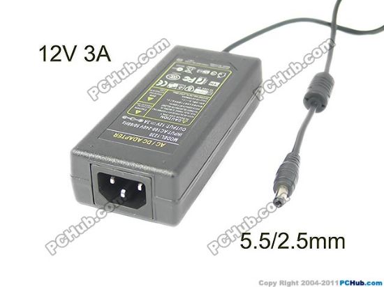 Picture of PCH OEM Power AC Adapter 5V-12V 12V 3A, 5.5/2.5mm, C14, New