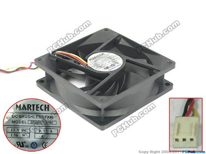 Picture of MARTECH DF0802512SEMN Server - Square Fan sq80x80x25, w120x3x3, 12V 0.13A