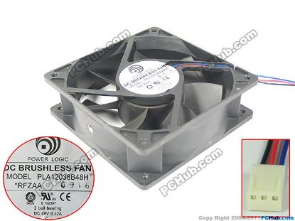 Picture of Power Logic PLA12038B48H Server - Square Fan sq120x120x38, 3-wire, 48V 0.32A