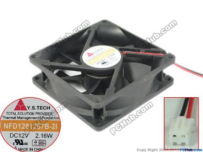 Picture of Y.S TECH NFD1281257B-2I Server - Square Fan sq80x80x25mm, 2-wire, 12V 2.16W