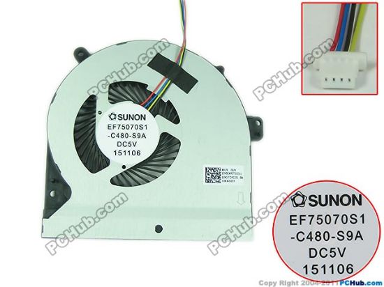 Picture of SUNON EF75070S1-C480-S9A Cooling Fan  C480-S9A, 5V 2.25W, 25x4Wx4P, Bare