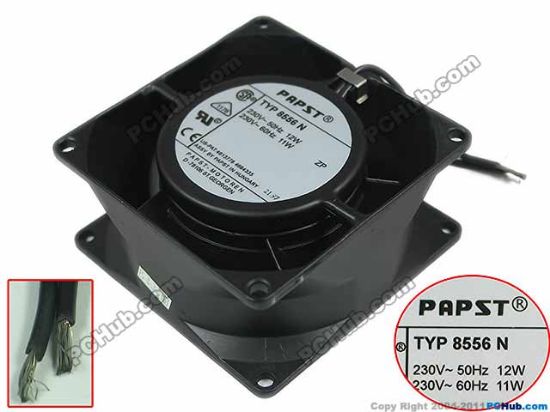 Picture of ebm-papst TYP 8556 N Server - Square Fan TYP8556N, sq80x80x38, 230V 12W