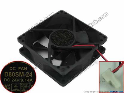 Picture of Y.L FAN / Yate Loon D80SM-24  Server - Square Fan DC 24V 0.14A, 80x80x25mm