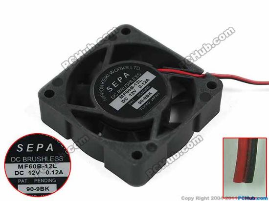 Picture of SEPA MF60B-12L Server - Square Fan sq60x60x16mm, 2-wire, DC 12V 0.12A, 