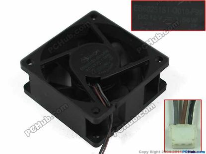 Picture of SUNON EB60251S1-Q010-F99 Server - Square Fan sq60x60x25mm, DC 12V 1.56W, w50x3x3