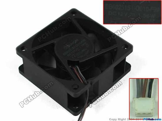 Picture of SUNON EB60251S1-Q010-F99 Server - Square Fan sq60x60x25mm, DC 12V 1.56W, w50x3x3