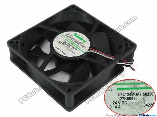 Picture of Nidec U92T24MUA7-58J56 Server - Square Fan , sq92x92x25mm, 4-wire, DC 24V 0.14A