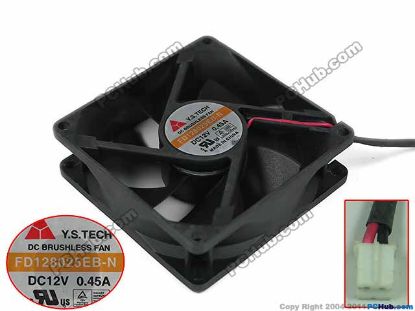 Picture of Y.S TECH FD128025EB-N Server - Square Fan , sq80x80x25mm, w80x2x2, DC 12V 0.45A