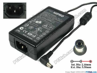Picture of HIPRO HP-O2040D43 AC Adapter- Laptop 12V 3.33A, 5.5/2.1mm, C14