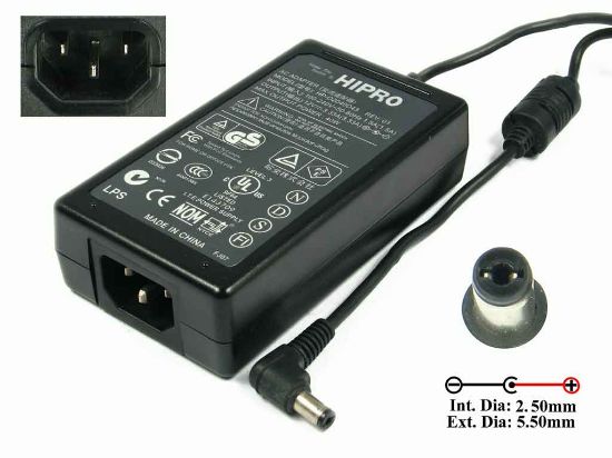 Picture of HIPRO HP-O2040D43 AC Adapter 5V-12V 12V 3.33A, 5.5/2.5mm, C14