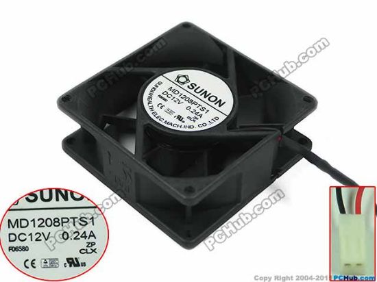 Picture of SUNON MD1208PTS1 Server - Square Fan sq80x80x25, w215x2x2, 12V 0.24A