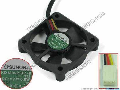 Picture of SUNON KD1205PFB1-8 Server - Square Fan TM, sq50x50x10, w70x3x3, 12V 0.9W