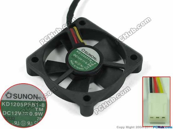 Picture of SUNON KD1205PFB1-8 Server - Square Fan TM, sq50x50x10, w70x3x3, 12V 0.9W