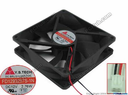Picture of Y.S TECH FD1293257S-1N Server - Square Fan sq92x92x25, 2-wire, 12V 2.76W