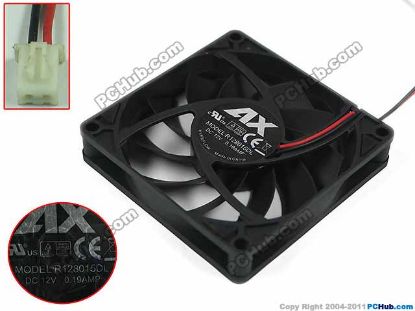 Picture of Everflow R128015DL Server - Square Fan sq80x80x15, w80x2x2, 12V 0.19A