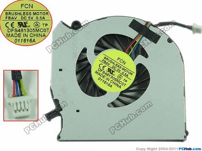 Picture of Forcecon DFS481305MC0T Cooling Fan   FBAV, w10x4x4, 5V 0.5A, Bare fan