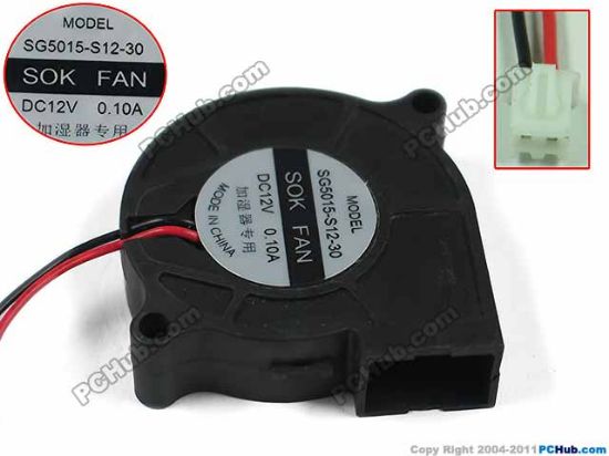 Picture of SOKFAN SG5015-S12-30  Server - Square Fan sq50x50x15mm, 2-wire, 12V 0.10A