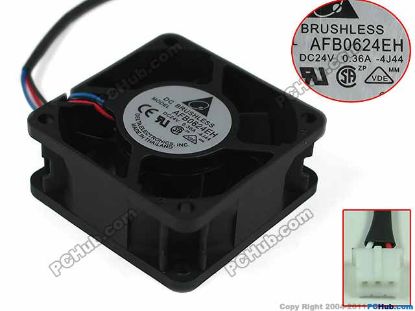 Picture of Delta Electronics AFB0624EH Server - Square Fan 4J44, sq60x60x25mm, 3-wire, 24V 0.36A