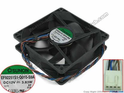 Picture of SUNON EF92251S1-Q010-S9A Server - Square Fan , sq92x92x25mm, w40x4x4, DC 12V 3.83W