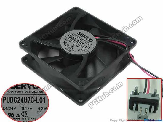 Picture of Japan Servo PUDC24U7C-L01 Server - Square Fan , sq80x80x25mm, w20x2x2, DC 24V 0.18A