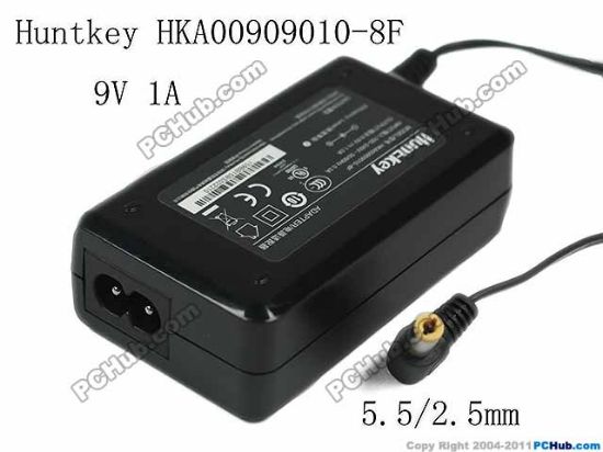 Picture of Huntkey HKA00909010-8F AC Adapter 5V-12V 9V 1A, 5.5/2.5mm, 2-Prong