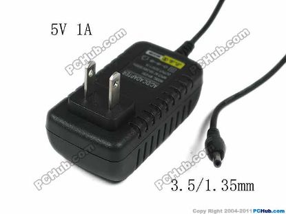 Picture of PCH OEM Power AC Adapter - Compatible WEI-0510, 5V 1A 3.5/1.35mm, US 2-Pin, New