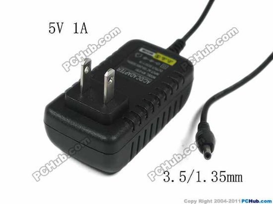 Picture of PCH OEM Power AC Adapter - Compatible WEI-0510, 5V 1A 3.5/1.35mm, US 2-Pin, New