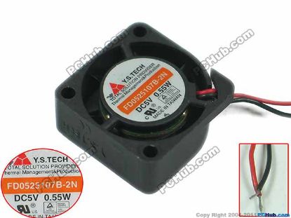 Picture of Y.S TECH FD0525107B-2N Server - Square Fan sq25x25x10mm, 2-wire, 5V 0.55A