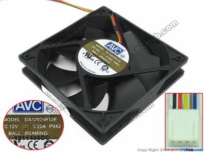 Picture of AVC DS12025B12E Server - Square Fan P042, sq120x120x25mm, w80x4x4, 12V 0.20A
