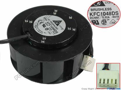 Picture of Delta Electronics KFC1048DS Server - Round Fan -S51E, dia100x100x50mm, 4-wire, DC 48V 0.52A