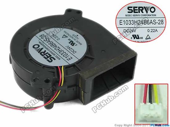 Picture of Japan Servo E1033H24B6AS-28 Server - Square Fan , sq97x97x33mm, w80x3x3, DC 24V 0.22A