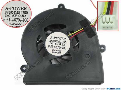 Picture of A-Power BS6005MS-U80 Cooling Fan  DC 5V 0.50A Bare Fan, New