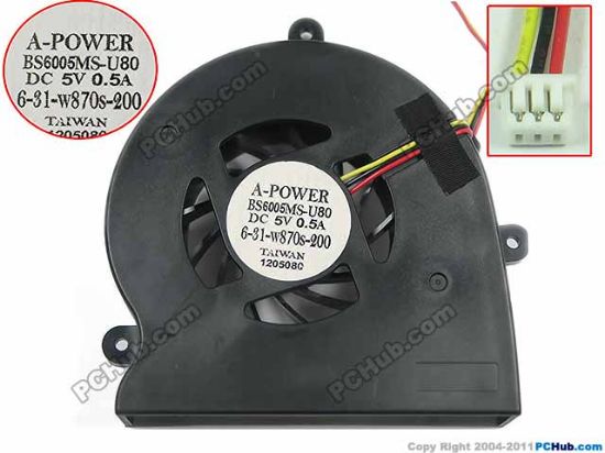Picture of A-Power BS6005MS-U80 Cooling Fan  DC 5V 0.50A Bare Fan, New